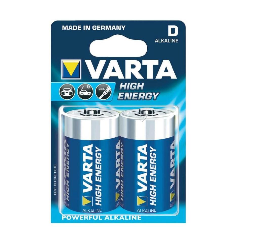 Set 2 baterii Varta High Energy LR20, 1.5V, 4920121412