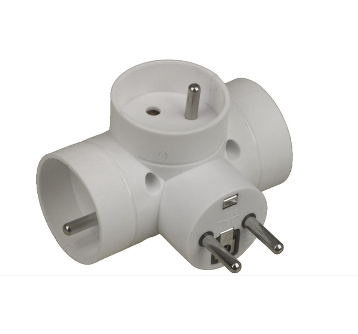 Adaptor 3 prize DOMINO, 3x16 A, alb