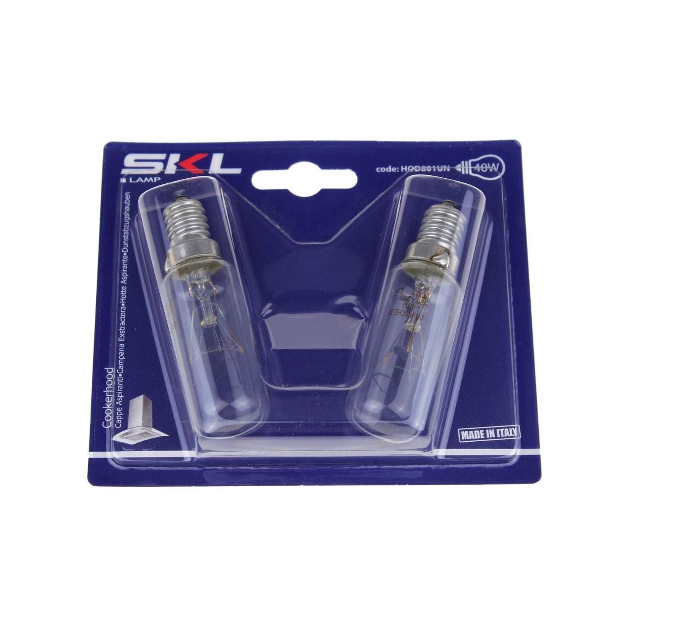 Set 2 becuri universale pentru hota, T25L, 40W, E14