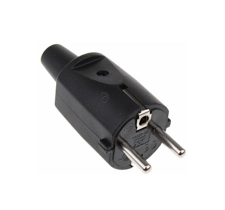Ștecher cu împământare universal, negru, PVC, 16A