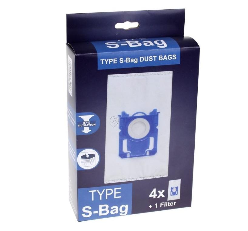 Set 4 saci aspirator S-bag + 1 filtru, pentru Philips, AEG, Electrolux, compatibil FC802103