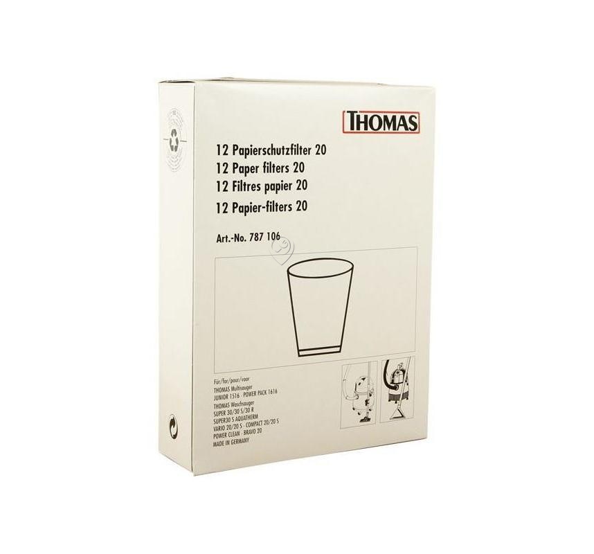 Filtru de hârtie pentru aspirator Thomas 787106, Tip 20, 12 buc.